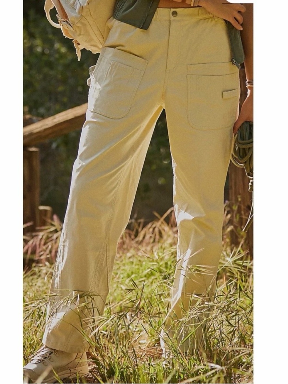 Free People FP Movement Voyage Pants Cargo Straight Leg Desert Taupe Sz XS